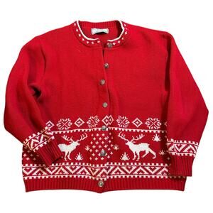 Vintage Jersild Cardigan Sweater Size Large Fair Isle Nordic Ski Cozy USA Made